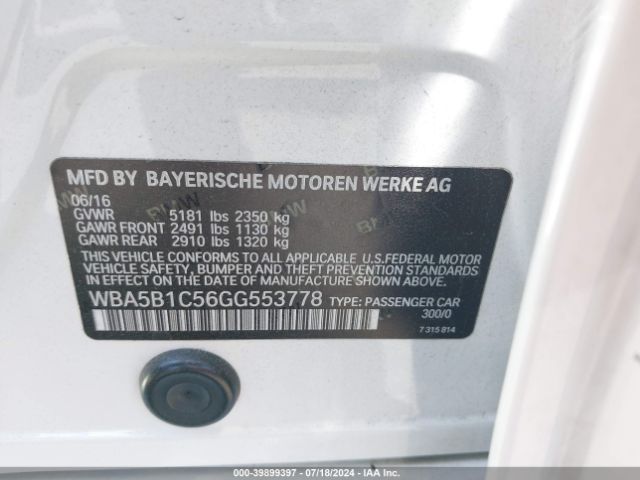 WBA5B1C56GG553778 BMW 535i
