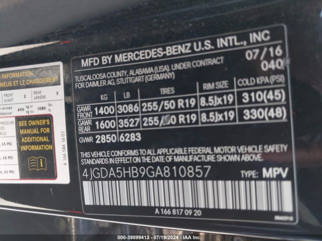 4JGDA5HB9GA810857 Mercedes-Benz Gle 350 4matic