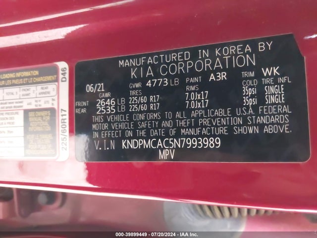 KIA Sportage Lx 2022 KNDPMCAC5N7993989 Image 9