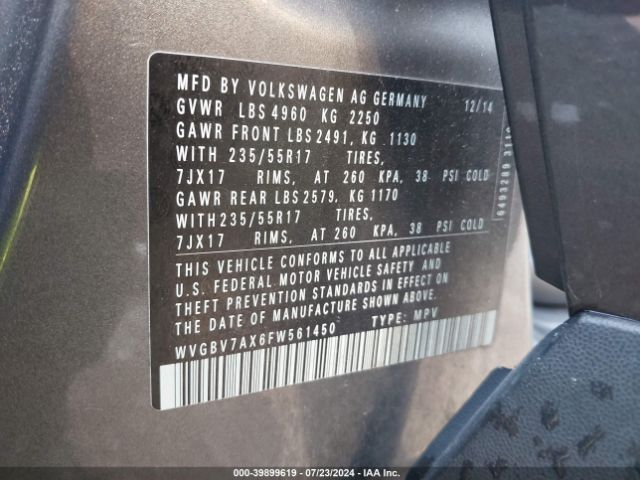 WVGBV7AX6FW561450 Volkswagen TIGUAN SE