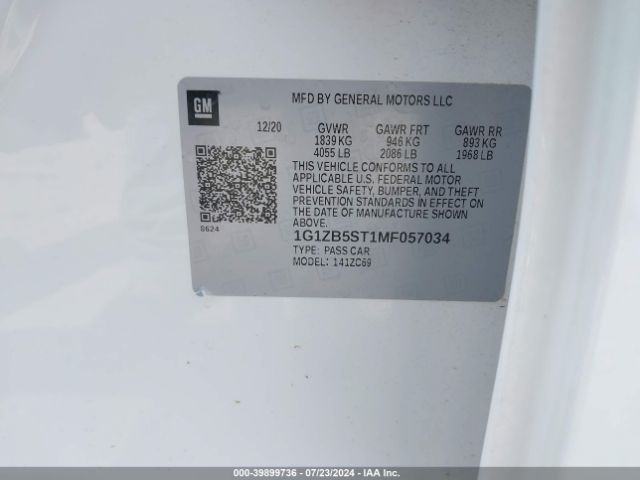 1G1ZB5ST1MF057034 Chevrolet Malibu Fwd Ls