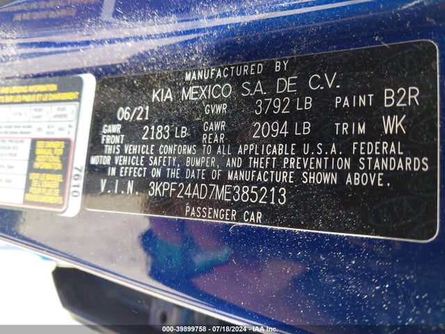 KIA Forte Lxs 2021 3KPF24AD7ME385213 Image 9
