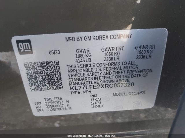 KL77LFE2XRC057320 Chevrolet Trax Fwd Sp