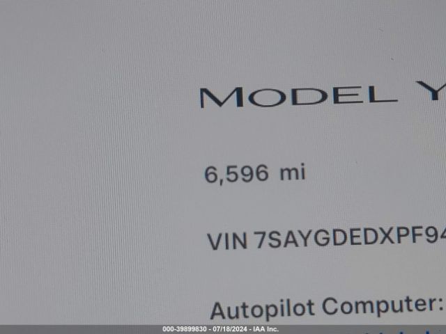 7SAYGDEDXPF942539 Tesla Model Y Rwd