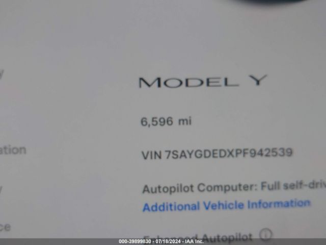 7SAYGDEDXPF942539 Tesla Model Y Rwd