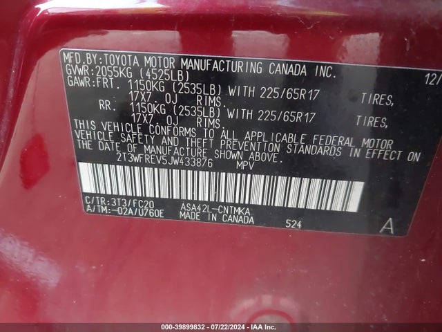 Toyota Rav4 Xle 2018 2T3WFREV5JW433876 Image 9