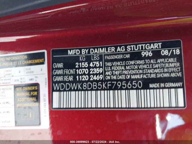 WDDWK8DB5KF795650 Mercedes-Benz C 300