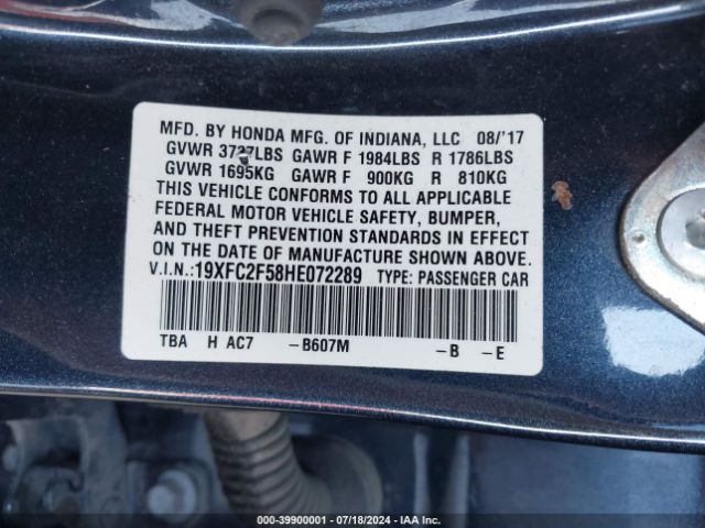 19XFC2F58HE072289 Honda Civic Lx