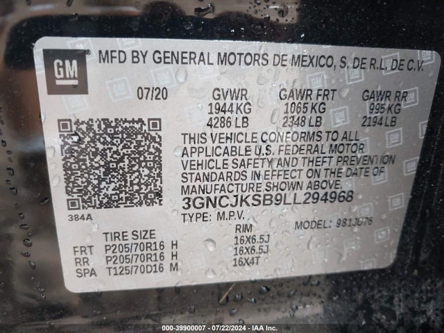 Chevrolet Trax Fwd Ls 2020 3GNCJKSB9LL294968 Image 9