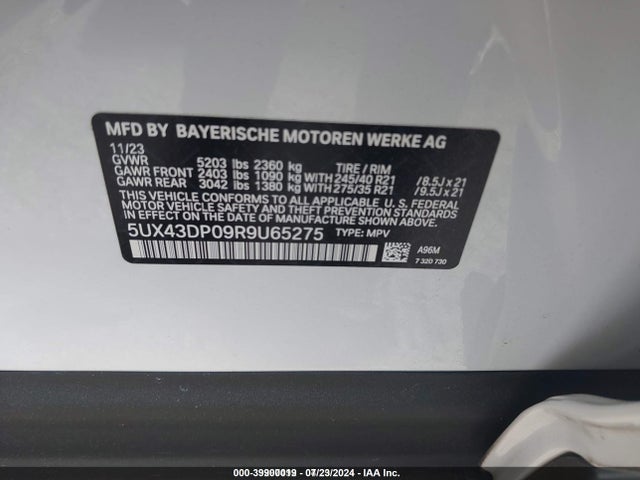 BMW X3 Sdrive30i 2024 5UX43DP09R9U65275 Image 9