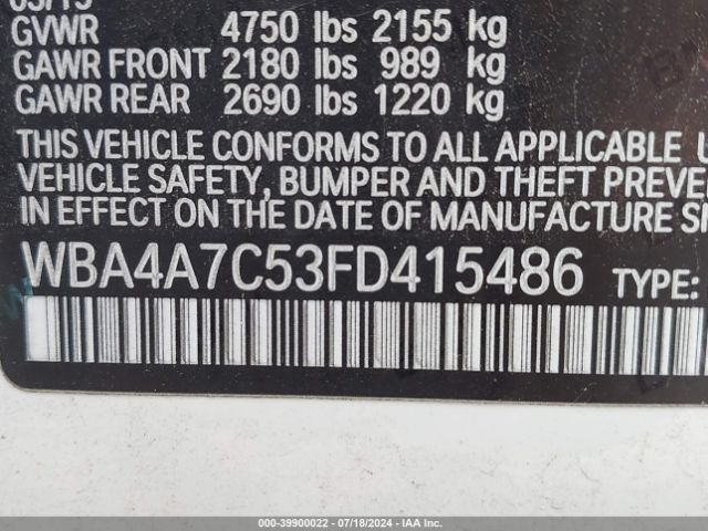 WBA4A7C53FD415486 BMW 428 Gran Coupe Xdrive