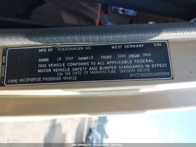 1986 VOLKSWAGEN VANAGON WV2YB0252GH079898 Photo 8
