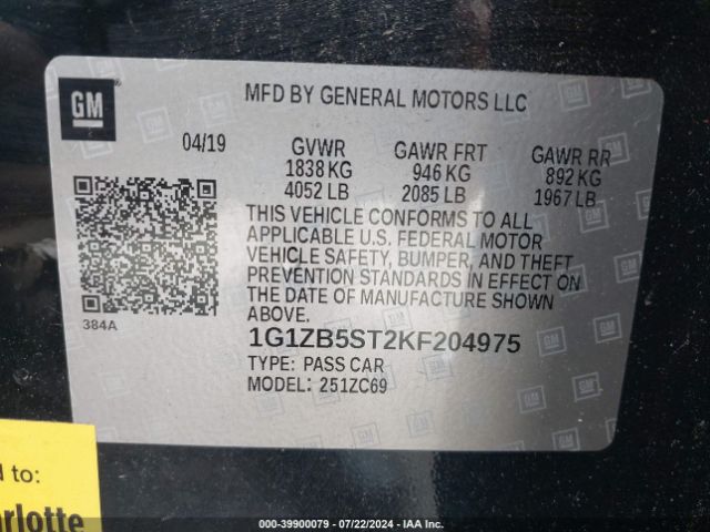 1G1ZB5ST2KF204975 Chevrolet Malibu 1ls