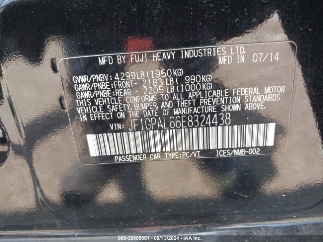 JF1GPAL66E8324438 Subaru Impreza 2.0i Sport Premium