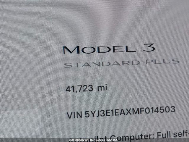 5YJ3E1EAXMF014503 Tesla Model 3 Standard Range Plus Rear-wheel Drive