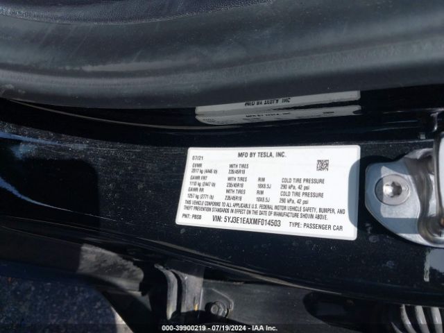 5YJ3E1EAXMF014503 Tesla Model 3 Standard Range Plus Rear-wheel Drive