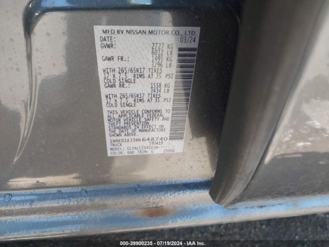 1N6ED1EJ3RN648740 Nissan Frontier