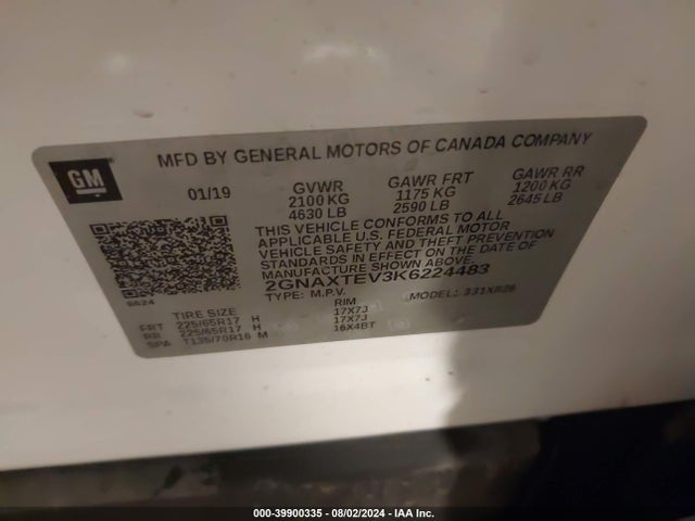 Chevrolet EQUINOX LT 2019 2GNAXTEV3K6224483 Image 9
