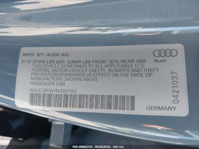WAUCJBFW7N7007153 Audi E-tron Gt Premium Plus Quattro