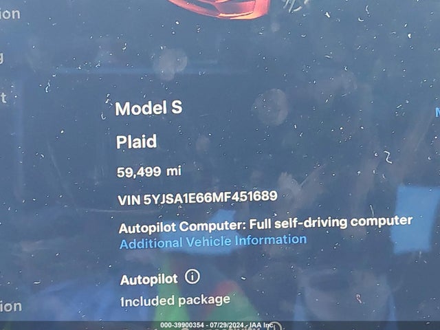 5YJSA1E66MF451689 Tesla Model S Plaid Tri Motor All-wheel Drive