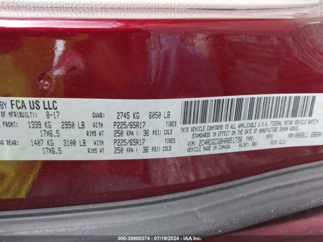 2C4RDGCG8HR851736 Dodge Grand Caravan Sxt