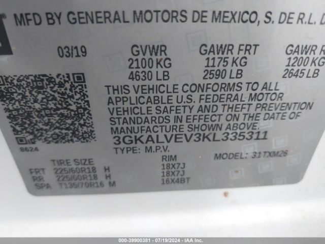 3GKALVEV3KL335311 GMC Terrain Slt