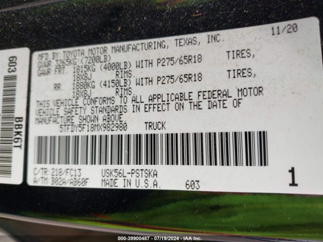 5TFDY5F18MX982980 Toyota Tundra Sr5