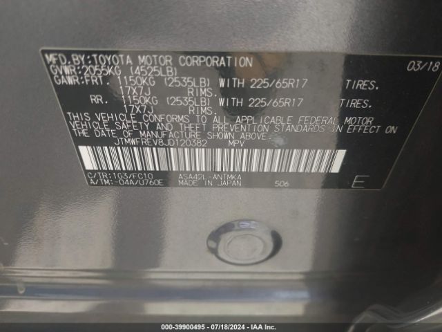 JTMWFREV8JD120382 Toyota Rav4 Xle