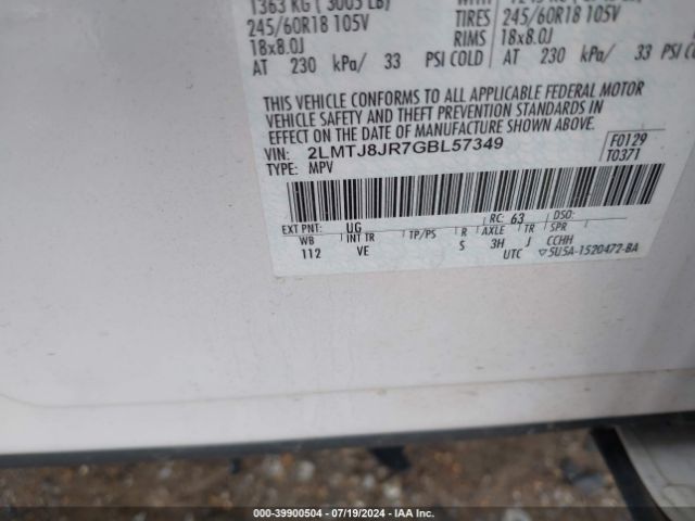 2LMTJ8JR7GBL57349 Lincoln Mkx Premiere