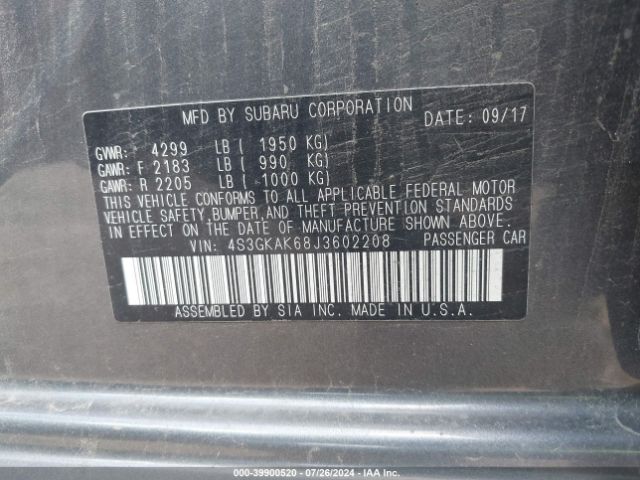 4S3GKAK68J3602208 Subaru Impreza 2.0i Sport
