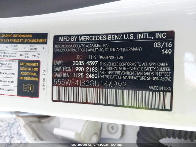 55SWF4JB2GU146992 Mercedes-Benz C 300 Luxury/sport