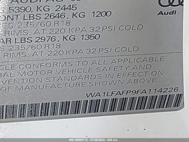 Audi Q5 2.0t Premium 2015 WA1LFAFP9FA114226 Image 9