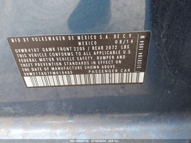 3VW217AU7FM019485 Volkswagen Golf Tsi S 4-door