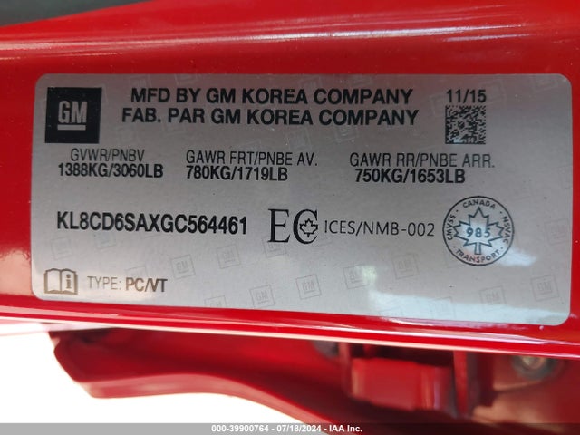 Chevrolet Spark 1lt Cvt 2016 KL8CD6SAXGC564461 Image 9