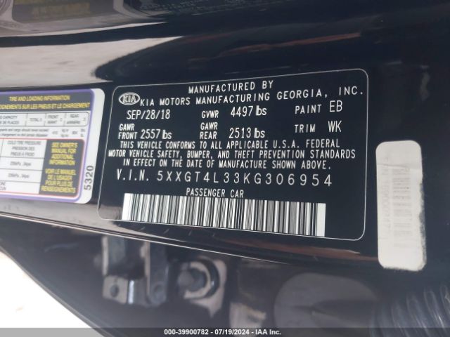 5XXGT4L33KG306954 KIA Optima S