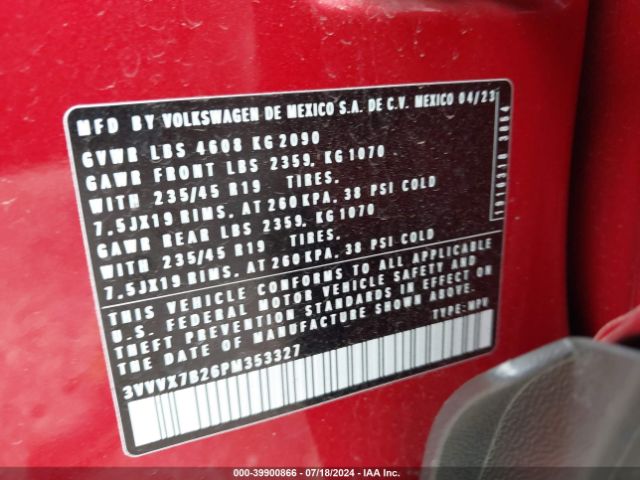 3VVVX7B26PM353327 Volkswagen Taos 1.5t Se