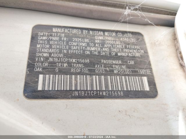JN1BJ1CP1KW215698 Nissan Rogue Sport S