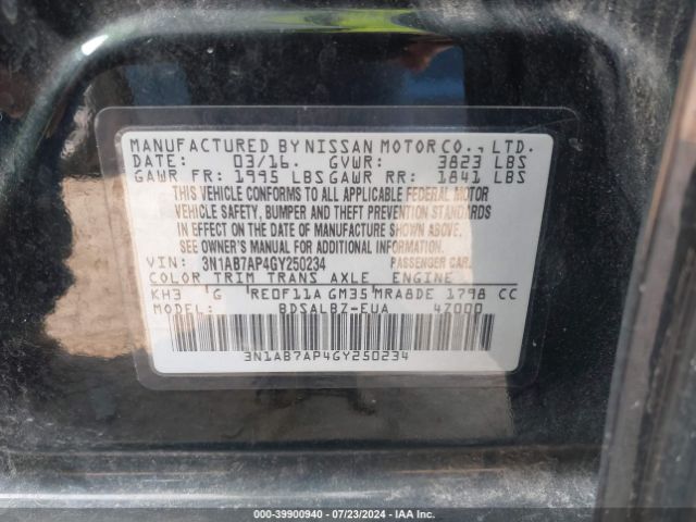 3N1AB7AP4GY250234 Nissan SENTRA S