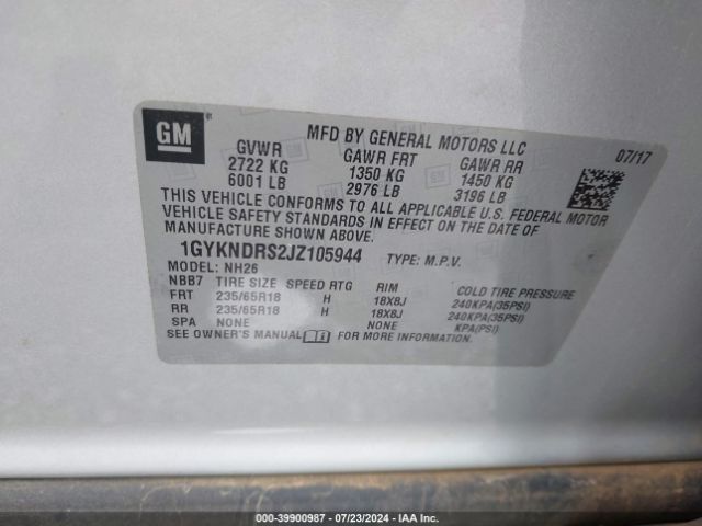 1GYKNDRS2JZ105944 Cadillac XT5 LUXURY