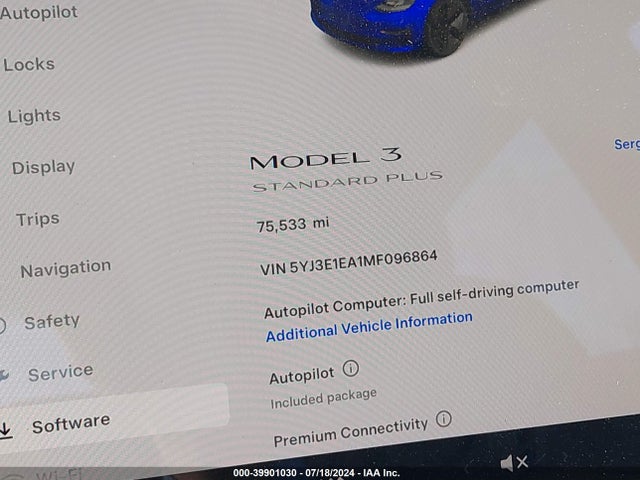 5YJ3E1EA1MF096864 Tesla Model 3 Standard Range Plus Rear-wheel Drive