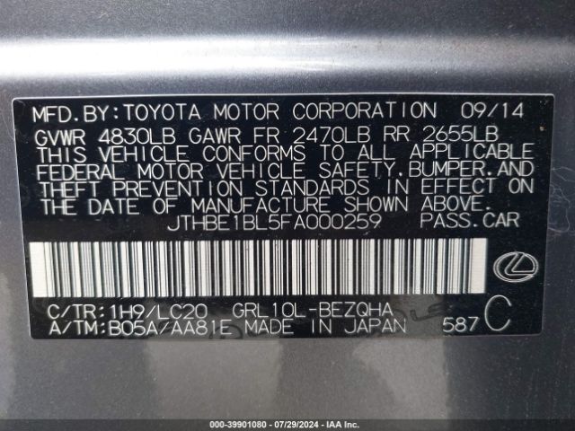 JTHBE1BL5FA000259 Lexus GS 350