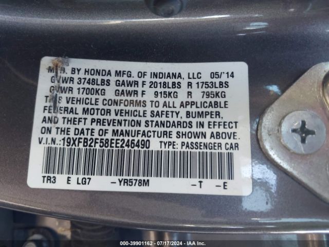 19XFB2F58EE246490 Honda Civic Lx