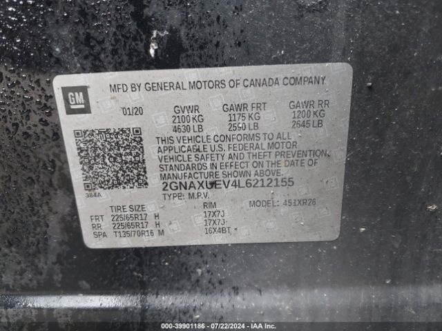 2020 CHEVROLET EQUINOX 2GNAXUEV4L6212155 Photo 8