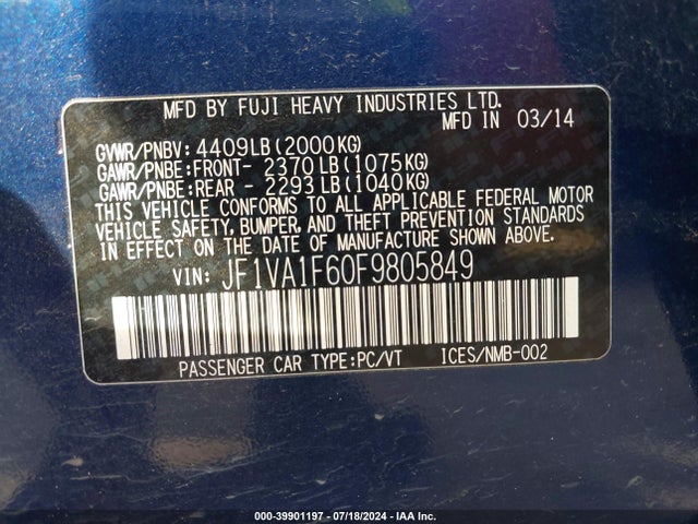 JF1VA1F60F9805849 Subaru Wrx Premium