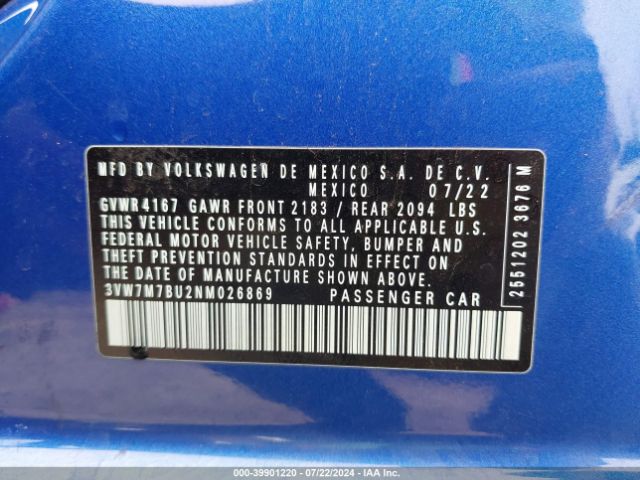 3VW7M7BU2NM026869 Volkswagen Jetta 1.5t Se