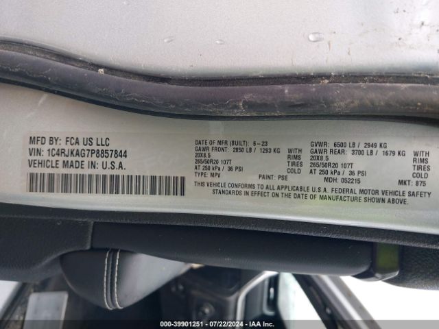 1C4RJKAG7P8857844 Jeep Grand Cherokee L Altitude 4x4