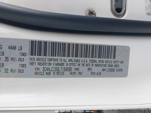 3C4NJCCB3LT150595 Jeep Compass Limited Fwd