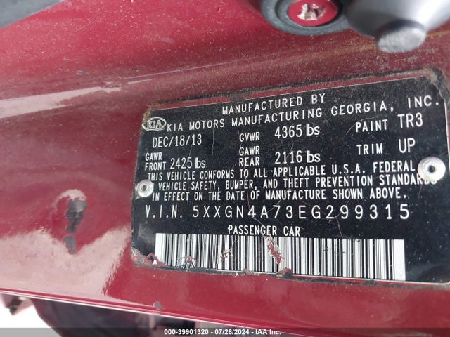 KIA OPTIMA EX 2014 5XXGN4A73EG299315 Image 9