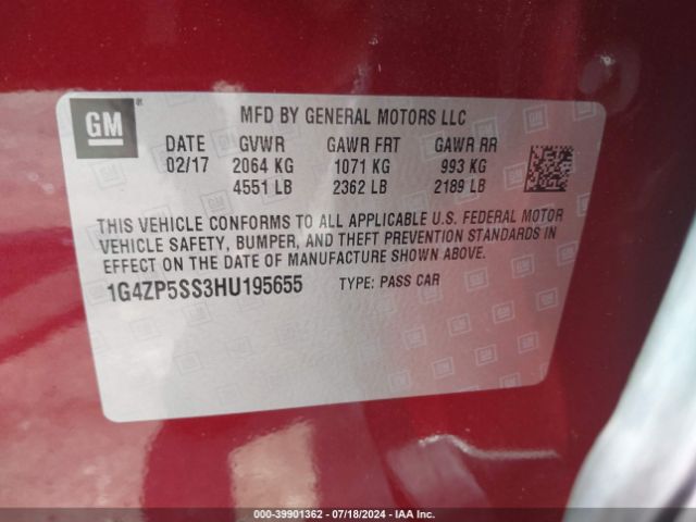 1G4ZP5SS3HU195655 Buick Lacrosse Essence