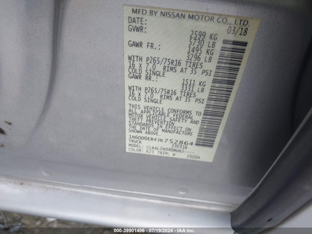 Nissan Frontier Desert Runner 2018 1N6DD0ER4JN752864 Image 9